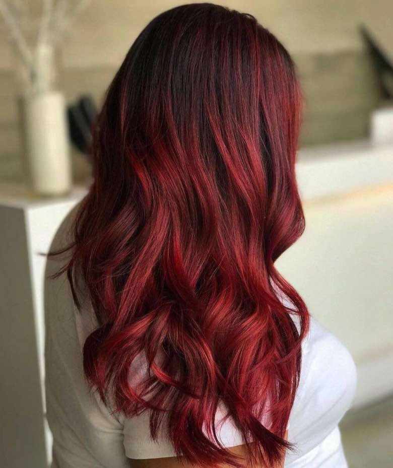 Balayage capelli rosso scuri